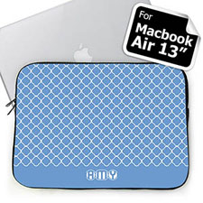 Custom Initials Blue Quatrefoil Macbook Air 13 Sleeve