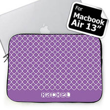 Personalized Name Lavender Quatrefoil Macbook Air 13 Sleeve