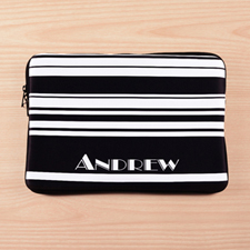 Personalized Initials Black Stripes Macbook Air 13 Sleeve