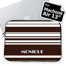 Custom Name Chocolate Stripes Macbook Air 13 Sleeve