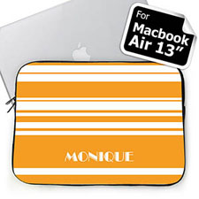 Custom Name Orange Stripes Macbook Air 13 Sleeve