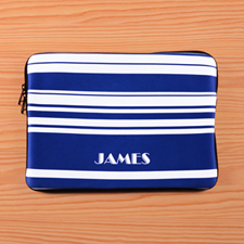 Personalized Name Blue Stripes Macbook Air 13 Sleeve