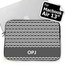 Custom Initials Grey Chain Macbook Air 13 Sleeve