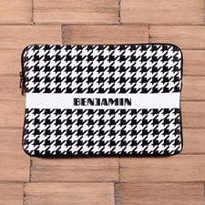 Personalized Name Black Hounds Tooth Macbook Air 13 Sleeve