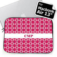 Custom Initials Hot Pink Links Macbook Air 13 Sleeve