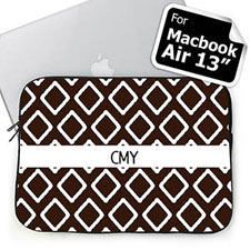 Custom Initials Chocolate Lkat Macbook Air 13 Sleeve