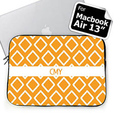 Custom Initials Orange Lkat Macbook Air 13 Sleeve