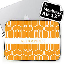 Custom Name Orange Trellis Macbook Air 13 Sleeve
