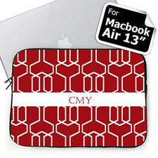 Custom Initials Red Trellis Macbook Air 13 Sleeve