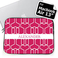 Custom Name Hot Pink Trellis Macbook Air 13 Sleeve