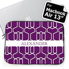 Custom Name Purple Trellis Macbook Air 13 Sleeve