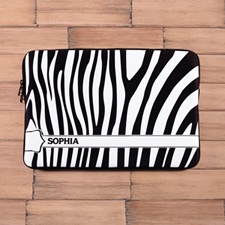 Personalized Name Black & White Zebra Pattern Macbook Pro 15 Sleeve (2015)