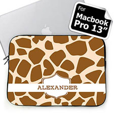 Custom Name Brown Giraffe Pattern Macbook Pro 13 Sleeve (2015)
