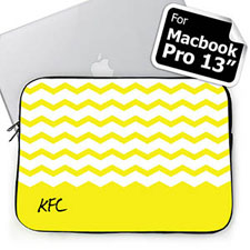 Personalized Name Yellow Chevron Macbook Pro 13 Sleeve (2015)
