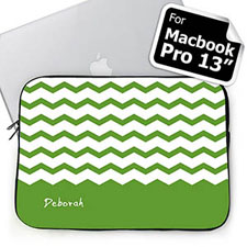 Personalized Name Green Chevron Macbook Pro 13 Sleeve (2015)