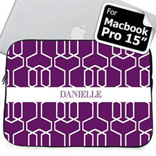 Custom Name Purple Trellis Macbook Pro 15 Sleeve (2015)