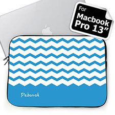Personalized Name Sky Blue Chevron Macbook Pro 13 Sleeve (2015)
