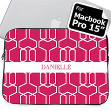 Custom Name Hot Pink Trellis Macbook Pro 15 Sleeve (2015)