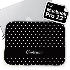 Custom Name Black Polka Dots Macbook Pro 13 Sleeve (2015)