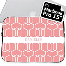 Custom Name Pink Trellis Macbook Pro 15 Sleeve (2015)
