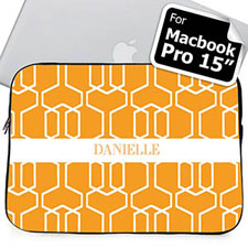 Custom Name Orange Trellis Macbook Pro 15 Sleeve (2015)