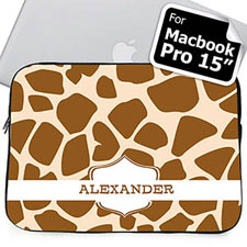 Custom Name Brown Giraffe Pattern Macbook Pro 15 Sleeve (2015)