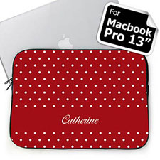 Custom Name Red Polka Dots Macbook Pro 13 Sleeve (2015)