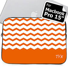 Custom Initials Orange Chevron Macbook Pro 15 Sleeve (2015)
