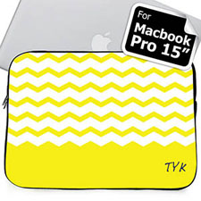 Custom Initials Yellow Chevron Macbook Pro 15 Sleeve (2015)