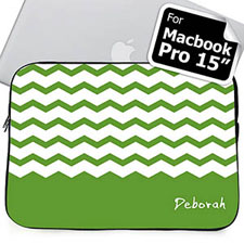 Custom Name Green Chevron Macbook Pro 15 Sleeve (2015)