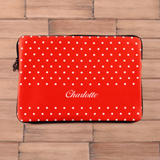 Custom Name Red Polka Dots Macbook Pro 15 Sleeve (2015)