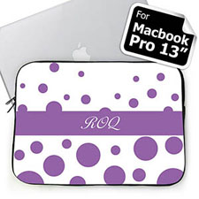 Personalized Initials Lavender Retro Circles Macbook Pro 13 Sleeve (2015)