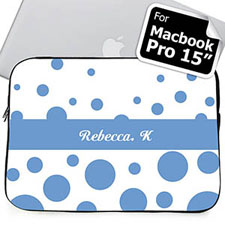 Personalized Name Sky Blue Retro Circles Macbook Pro 15 Sleeve (2015)