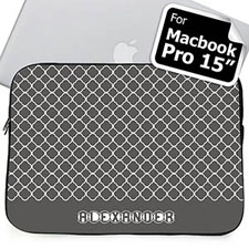 Custom Name Grey Quatrefoil Macbook Pro 15 Sleeve (2015)