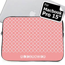Custom Name Pink Quatrefoil Macbook Pro 15 Sleeve (2015)