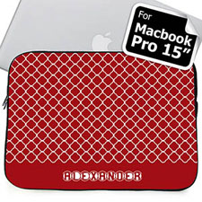 Custom Name Red Quatrefoil Macbook Pro 15 Sleeve (2015)