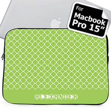 Custom Name Lime Quatrefoil Macbook Pro 15 Sleeve (2015)