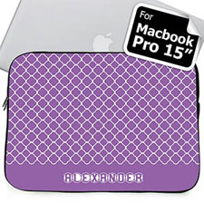 Custom Name Lavender Quatrefoil Macbook Pro 15 Sleeve (2015)