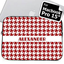 Custom Name Red Hounds Tooth Macbook Pro 15 Sleeve (2015)