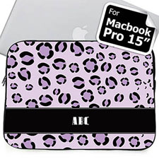 Custom Initials Purple Leopard Pattern Macbook Pro 15 Sleeve (2015)