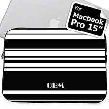 Custom Initials Black Stripes Macbook Pro 15 Sleeve (2015)