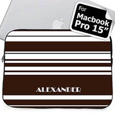 Custom Name Chocolate Stripes Macbook Pro 15 Sleeve (2015)