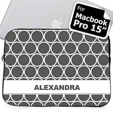 Custom Name Grey Hoopla Macbook Pro 15 Sleeve (2015)