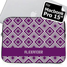 Custom Name Purple Diamonds Macbook Pro 15 Sleeve (2015)