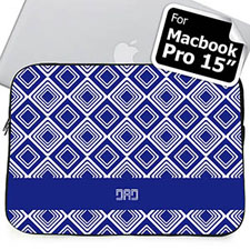 Custom Initials Blue Diamonds Macbook Pro 15 Sleeve (2015)