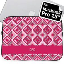 Custom Initials Hot Pink Diamonds Macbook Pro 15 Sleeve (2015)