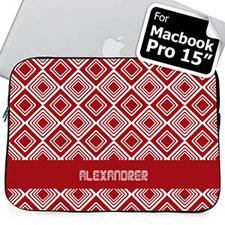 Custom Name Red Diamonds Macbook Pro 15 Sleeve (2015)