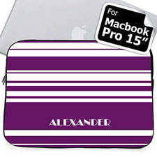 Custom Name Purple Stripes Macbook Pro 15 Sleeve (2015)