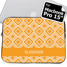 Custom Name Orange Diamonds Macbook Pro 15 Sleeve (2015)