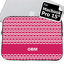Custom Initials Hot Pink Chain Macbook Pro 15 Sleeve (2015)